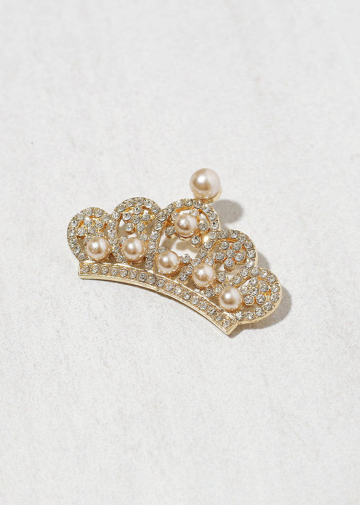 Crown with Pearl Brooch Pin Cream ACCESSORIES - Shop Miss A