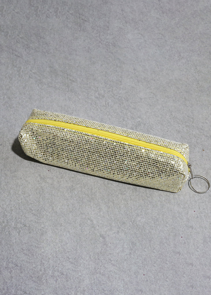 Glitter Pencil Bag Gold ACCESSORIES - Shop Miss A