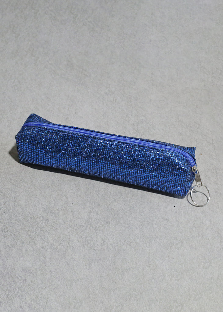 Glitter Pencil Bag Navy ACCESSORIES - Shop Miss A