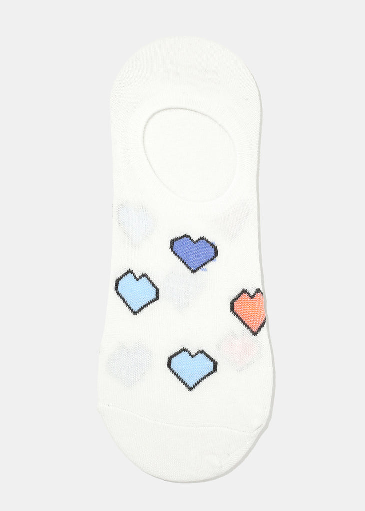 Heart Print No-Show Socks White ACCESSORIES - Shop Miss A