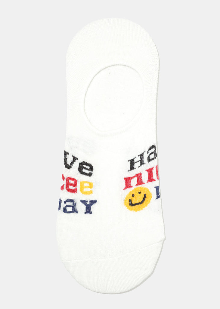 Smiley Face No-Show Socks Have a Nice Day ACCESSORIES - Shop Miss A