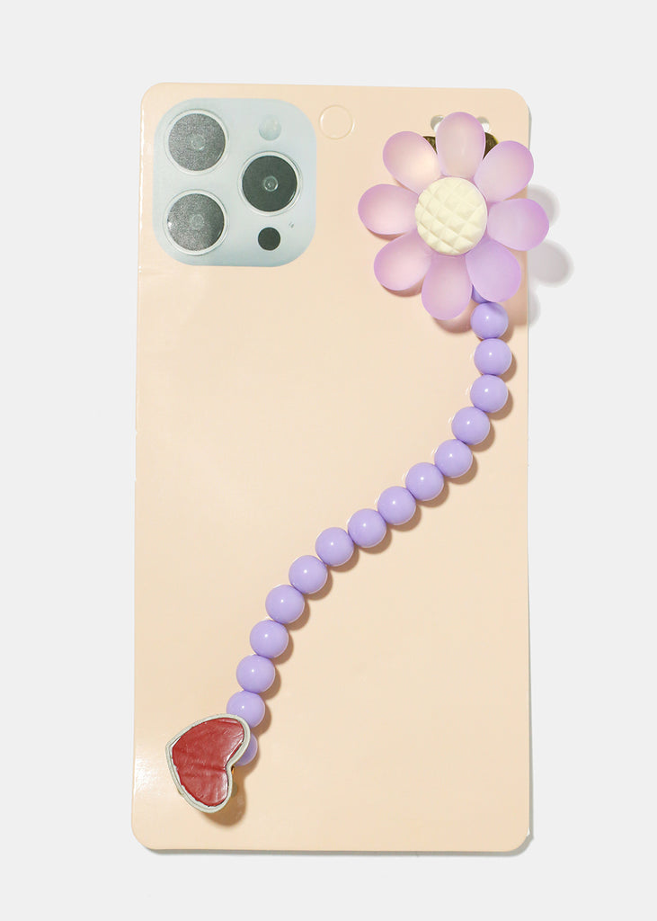 Flower & Bead Phone Strap G. Purple ACCESSORIES - Shop Miss A