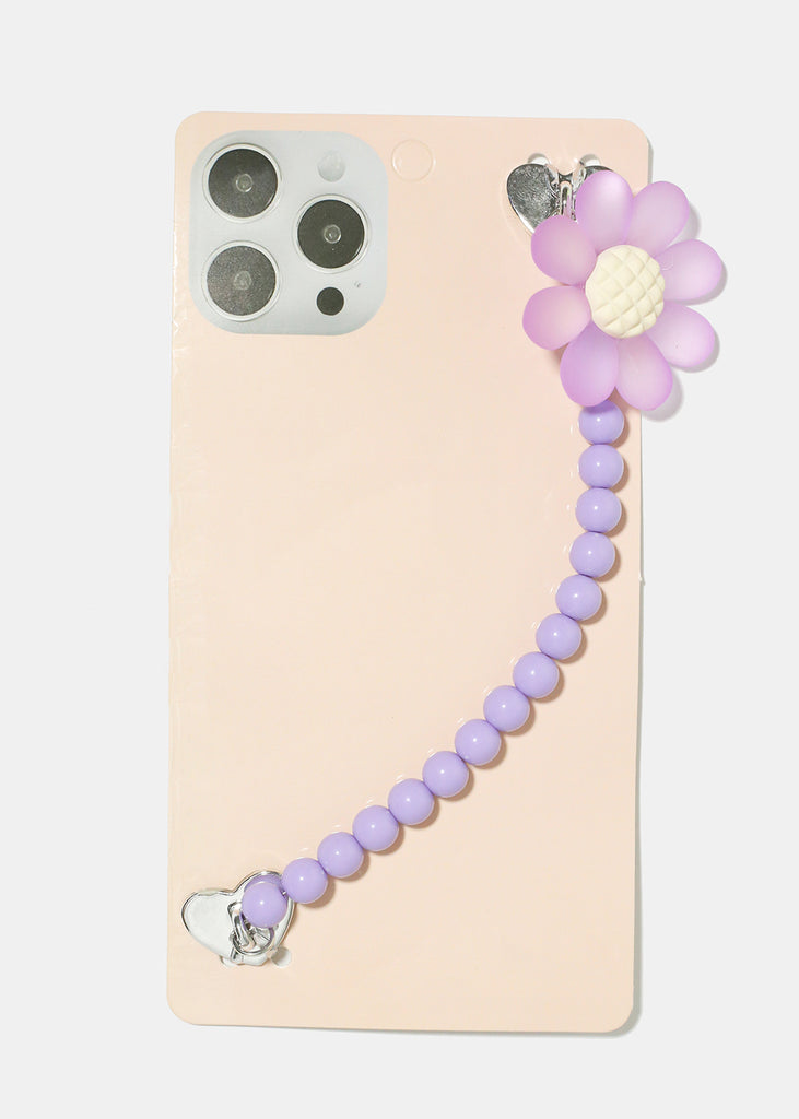 Flower & Bead Phone Strap S. Purple ACCESSORIES - Shop Miss A