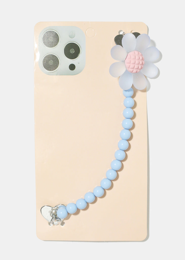 Flower & Bead Phone Strap S. Blue ACCESSORIES - Shop Miss A