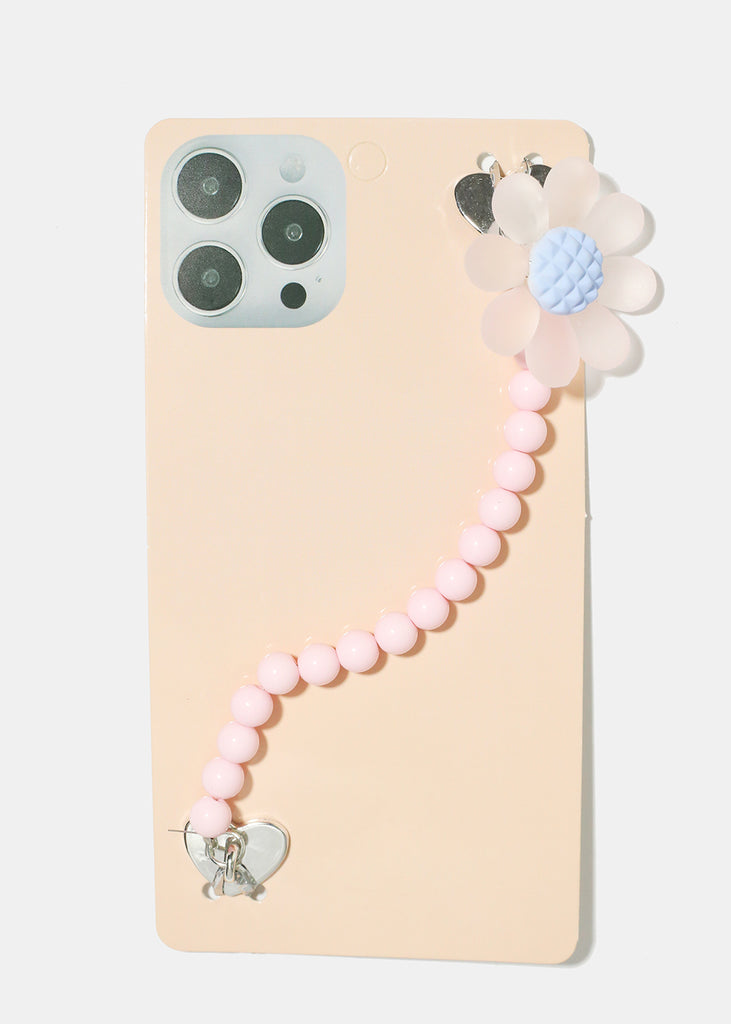 Flower & Bead Phone Strap S. Pink ACCESSORIES - Shop Miss A