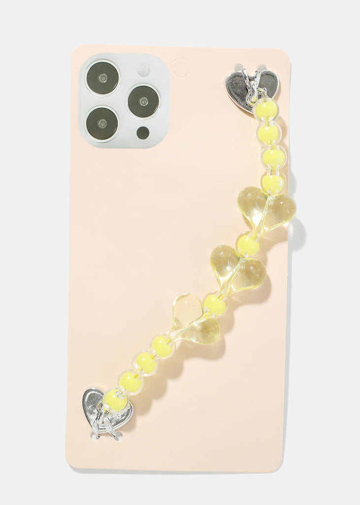 Heart Bead Phone Strap Yellow ACCESSORIES - Shop Miss A
