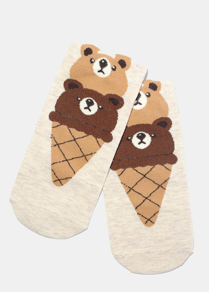 Ankle Bear Socks Brown ACCESSORIES - Shop Miss A
