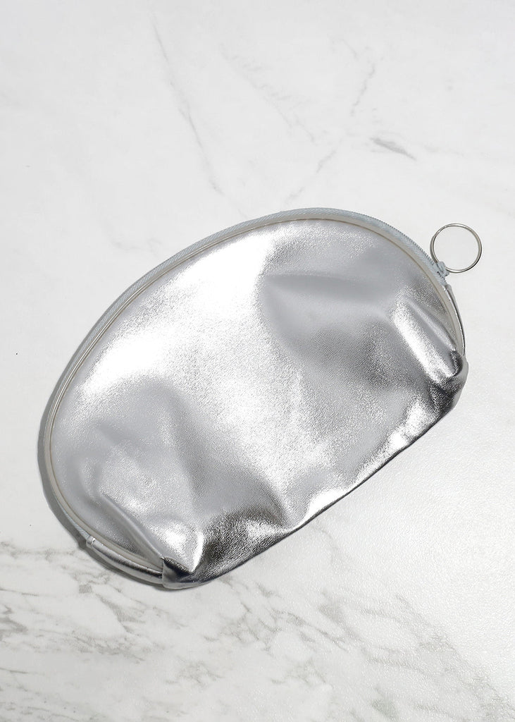 Metallic Cosmetics Bag Silver ACCESSORIES - Shop Miss A
