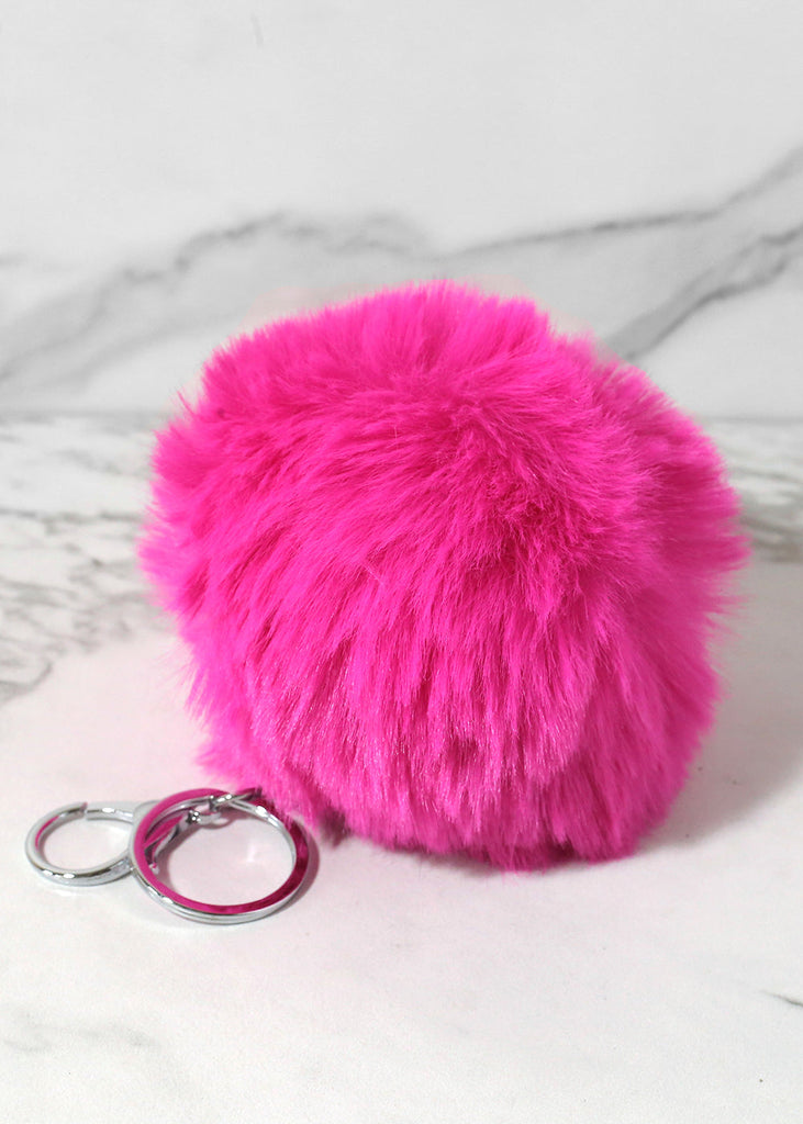 Bold Pom Pom Keychains Bright Pink ACCESSORIES - Shop Miss A