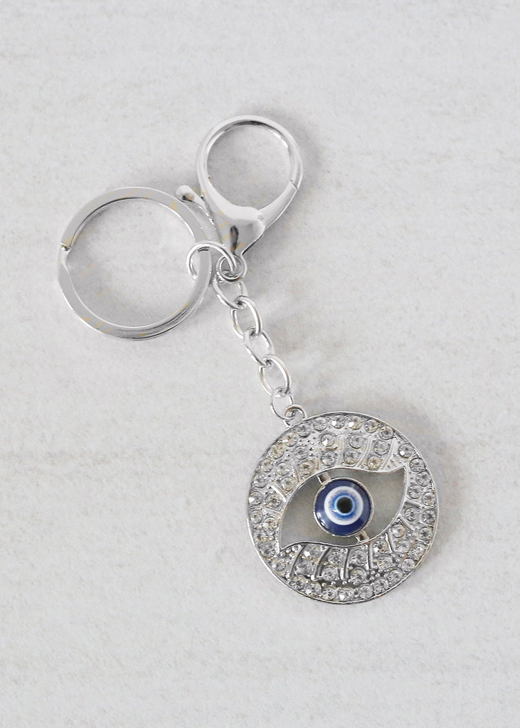 Evil Eye Keychain Silver/Blue ACCESSORIES - Shop Miss A