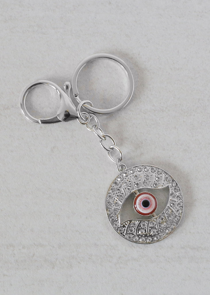 Evil Eye Keychain Silver/Red ACCESSORIES - Shop Miss A