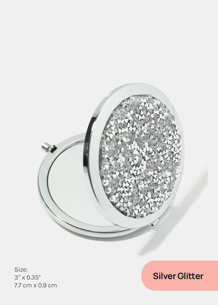 AOA A+ Magnifying Double-Sided Compact Mirror - Glitter Silver Glitter ACCESSORIES - Shop Miss A
