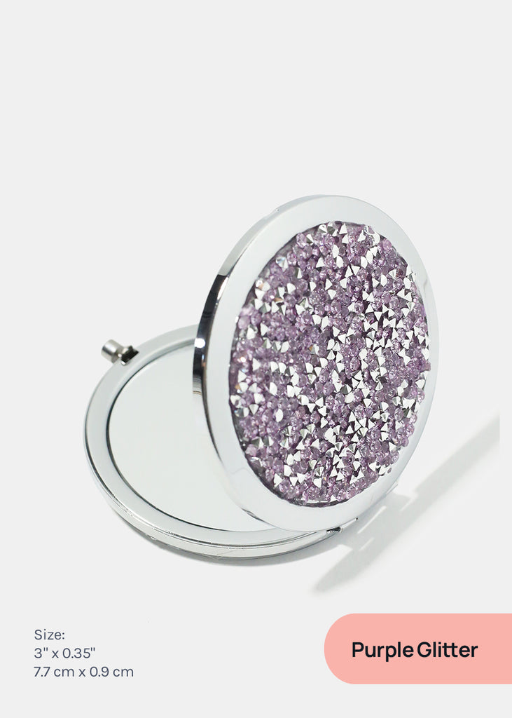 AOA A+ Magnifying Double-Sided Compact Mirror - Glitter Purple Glitter ACCESSORIES - Shop Miss A