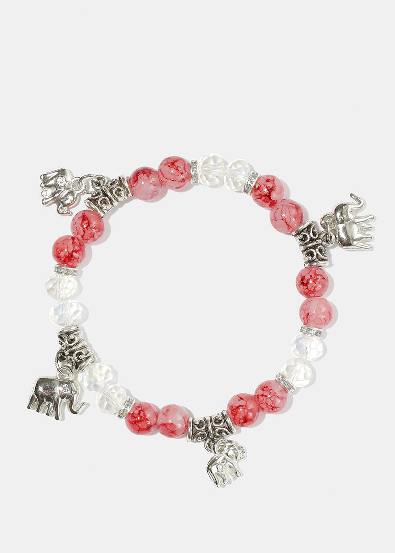 Elephant Charm Bracelet Red JEWELRY - Shop Miss A