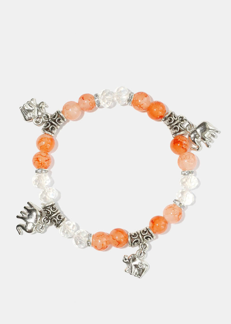 Elephant Charm Bracelet Orange JEWELRY - Shop Miss A