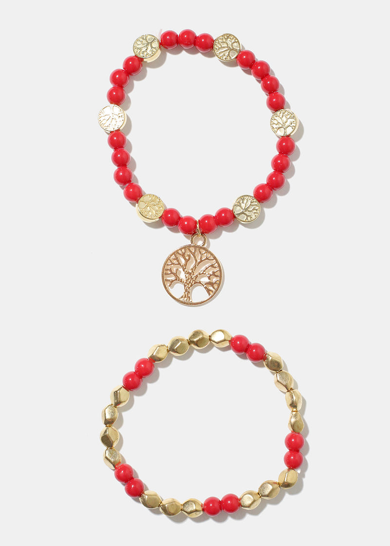 Tree of Life Bracelet Red/Gold JEWELRY - Shop Miss A