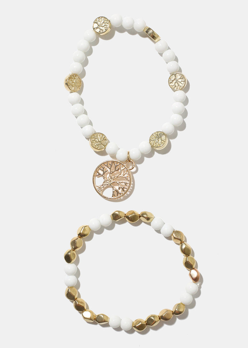 Tree of Life Bracelet White/Gold JEWELRY - Shop Miss A