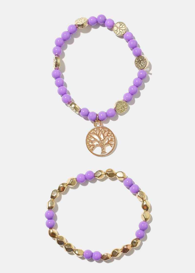 Tree of Life Bracelet Purple/Gold JEWELRY - Shop Miss A