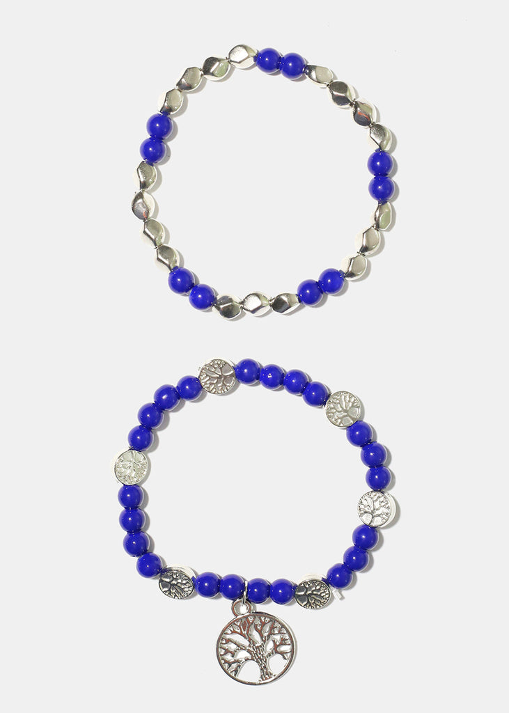 Tree of Life Charm Bracelet Blue/Silver JEWELRY - Shop Miss A