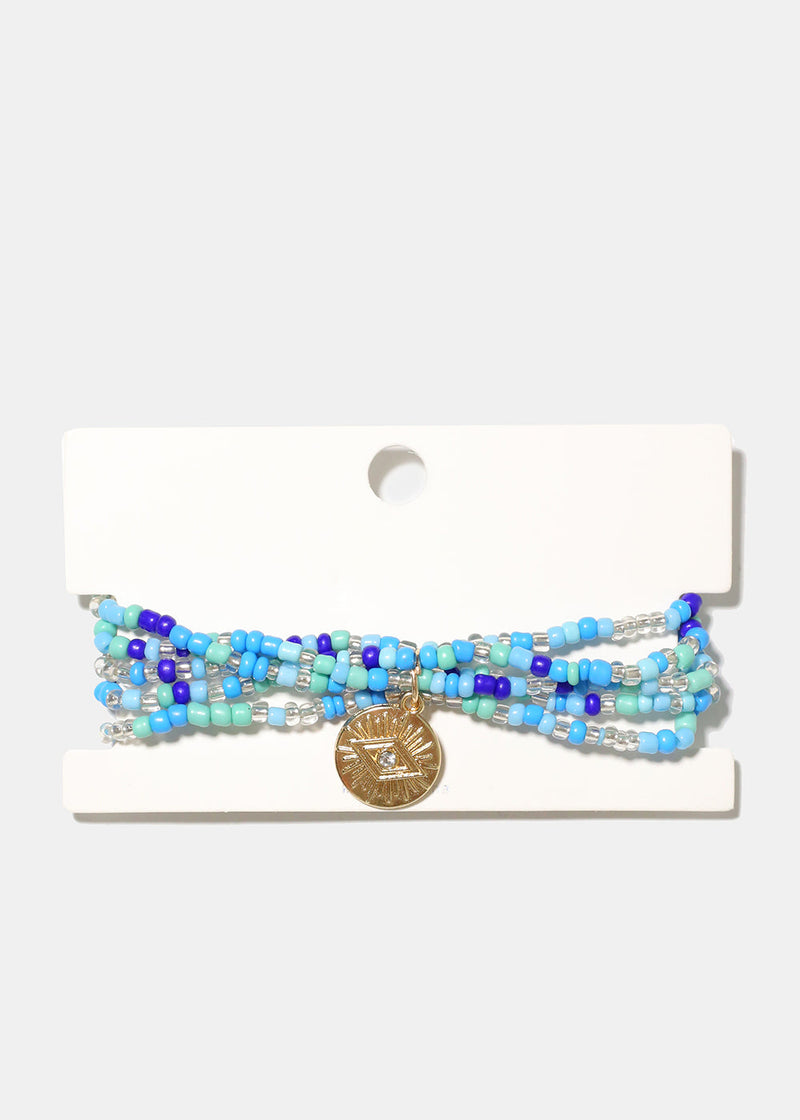 Bead Layered Bracelet Blue JEWELRY - Shop Miss A