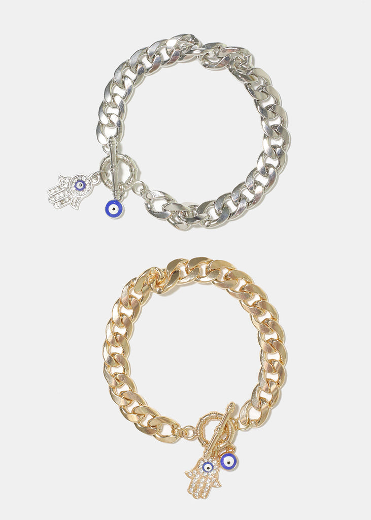 Hamsa Hand & Evil Eye Chain Bracelet  JEWELRY - Shop Miss A