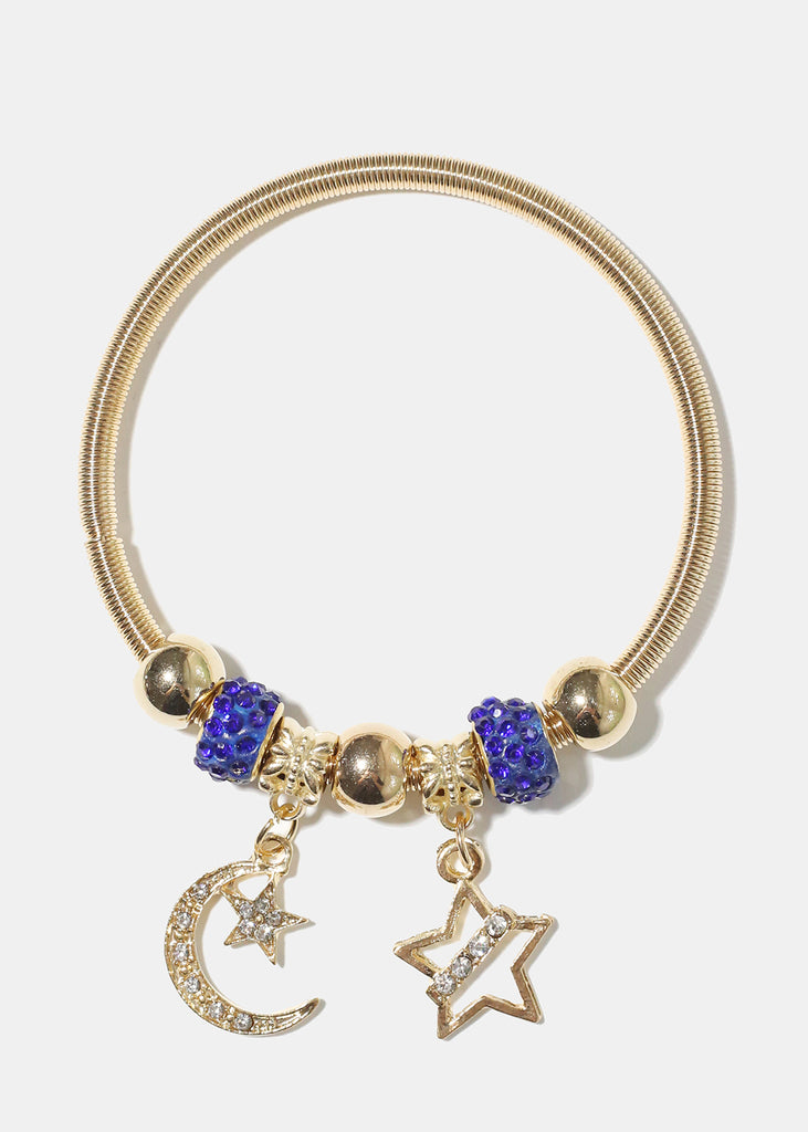 Moon & Star Bangle Blue/Gold JEWELRY - Shop Miss A