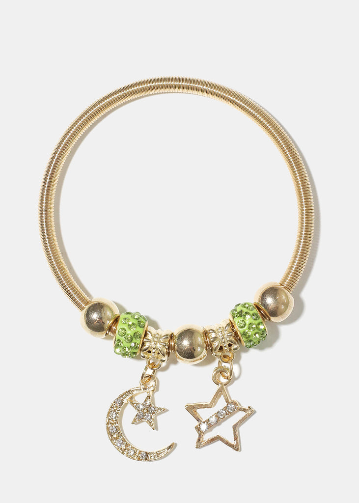 Moon & Star Bangle Green/Gold JEWELRY - Shop Miss A