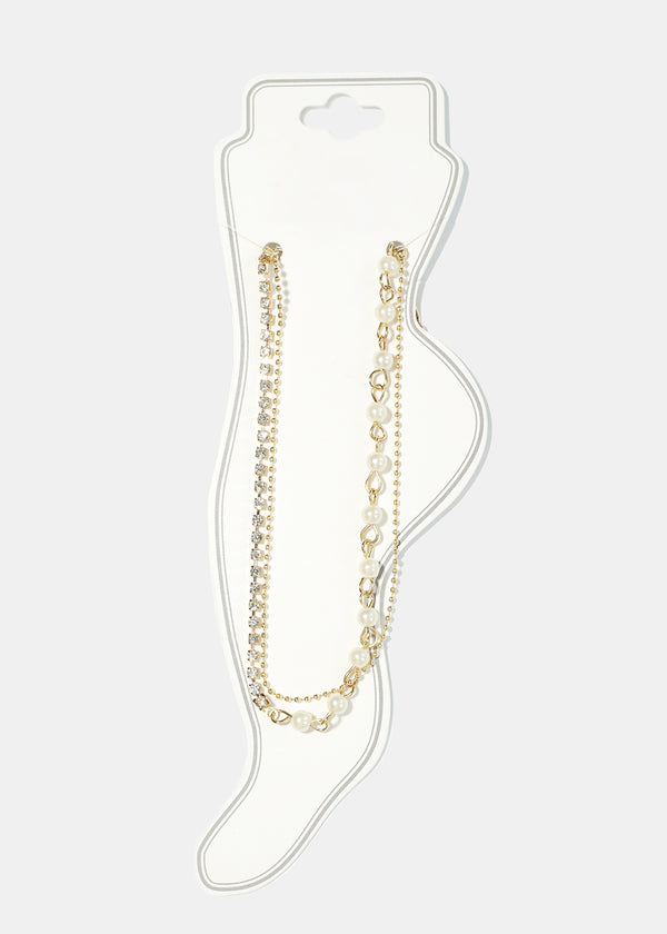 Pearl Chain Anklet Gold JEWELRY - Shop Miss A