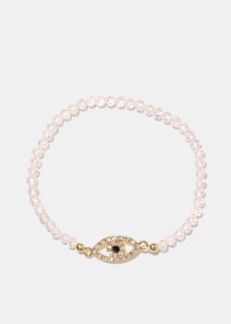 Color Bracelet with Evil Eye Pink JEWELRY - Shop Miss A