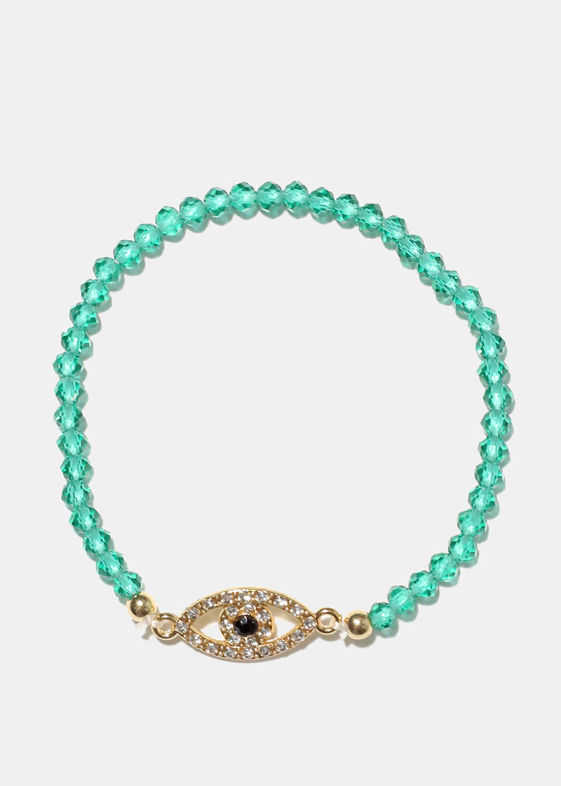 Color Bracelet with Evil Eye Green JEWELRY - Shop Miss A