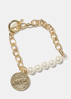 Vintage Pearl Chain Bracelet Gold JEWELRY - Shop Miss A