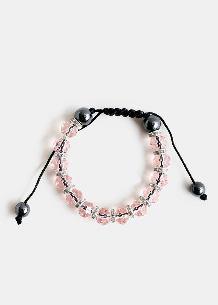 Adjustable Translucent Bead Bracelet Pink JEWELRY - Shop Miss A