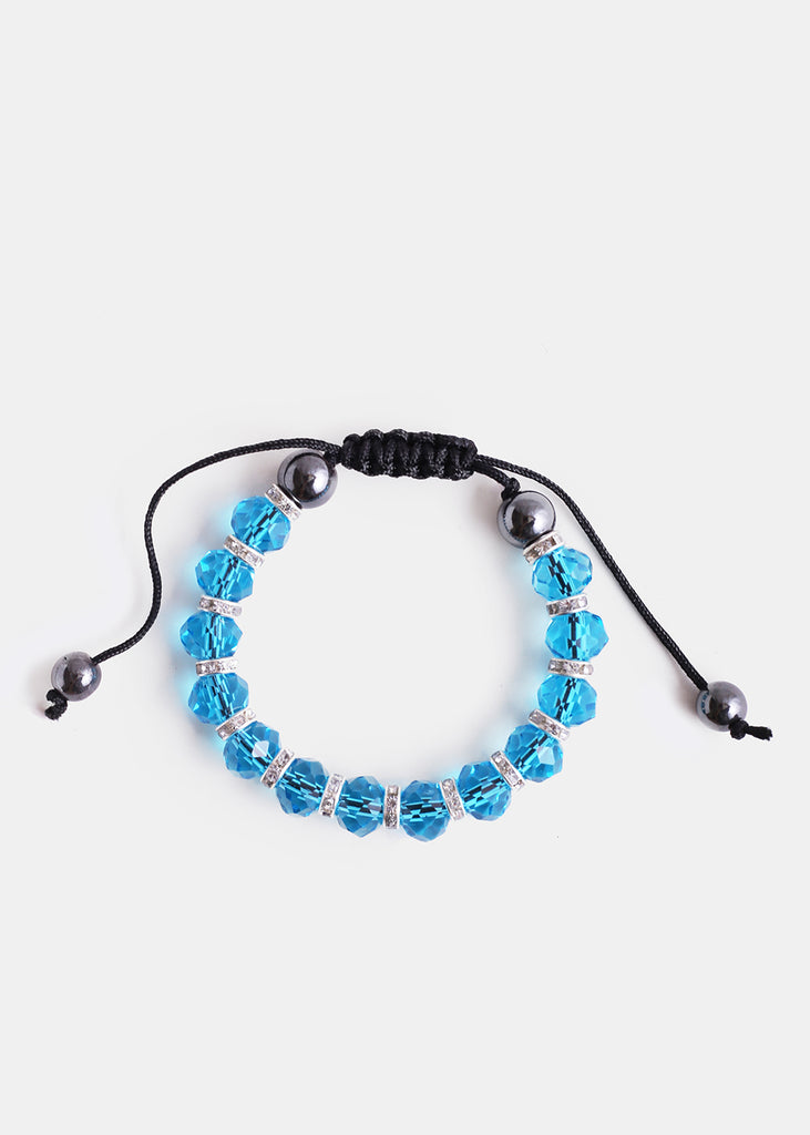 Adjustable Translucent Bead Bracelet Blue JEWELRY - Shop Miss A