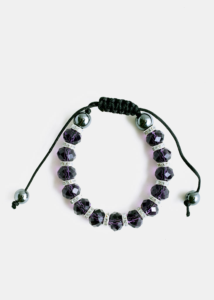 Adjustable Translucent Bead Bracelet Purple JEWELRY - Shop Miss A