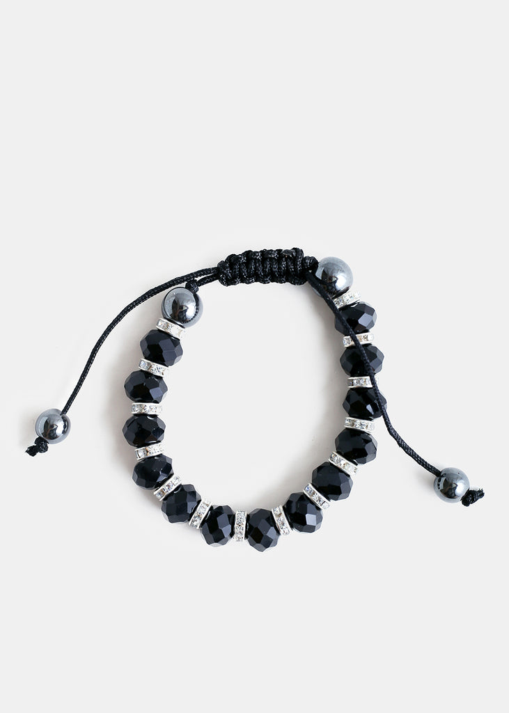 Adjustable Translucent Bead Bracelet Black JEWELRY - Shop Miss A