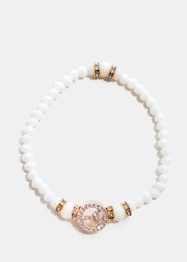 Peace Bead Bracelet White/Gold JEWELRY - Shop Miss A
