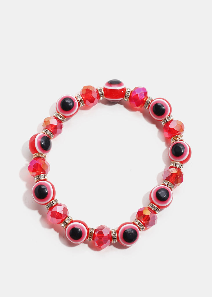 Red Evil Eye Bead Bracelet Gold JEWELRY - Shop Miss A