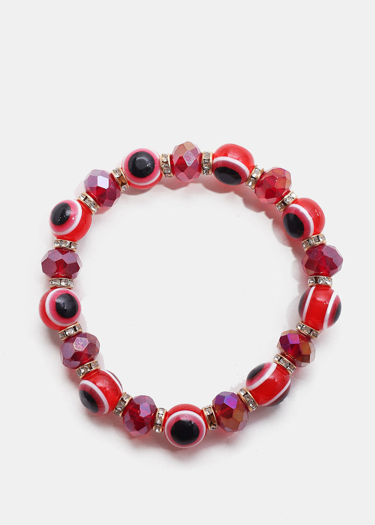 Dark Colored Evil Eye Bead Bracelet Red/Gold JEWELRY - Shop Miss A