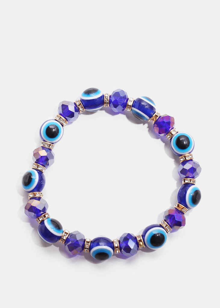 Dark Colored Evil Eye Bead Bracelet Blue/Gold JEWELRY - Shop Miss A