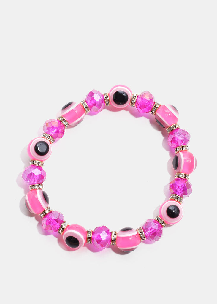 Dark Colored Evil Eye Bead Bracelet Pink/Gold JEWELRY - Shop Miss A