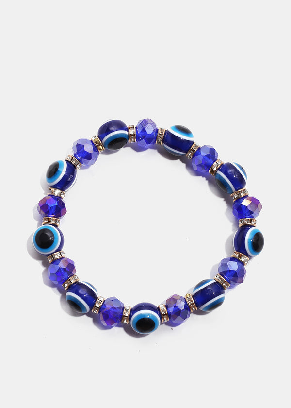 Blue Evil Eye Bead Bracelet Gold JEWELRY - Shop Miss A