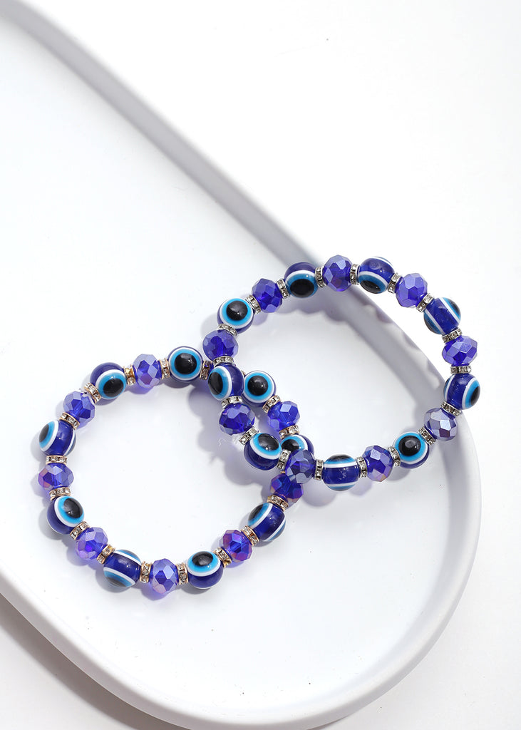 Blue Evil Eye Bead Bracelet  JEWELRY - Shop Miss A