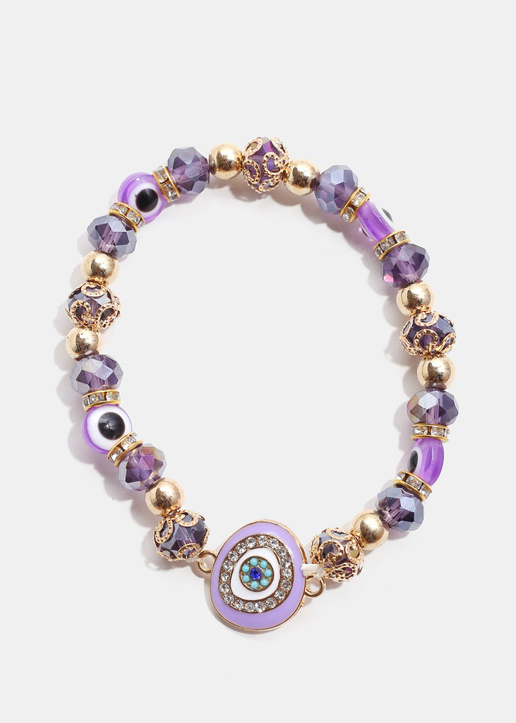 Big Evil Eye Bead Bracelet G. Purple JEWELRY - Shop Miss A