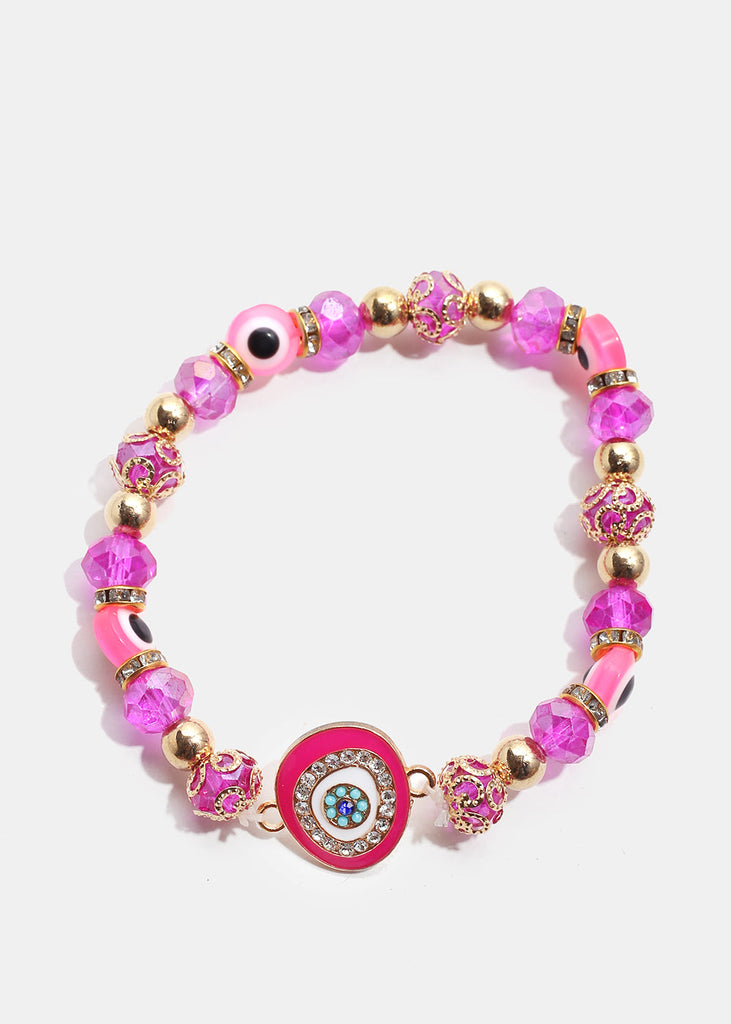 Big Evil Eye Bead Bracelet G. Pink JEWELRY - Shop Miss A