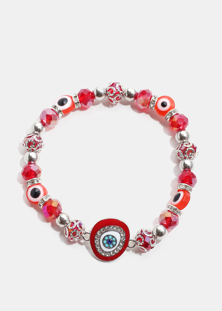 Big Evil Eye Bead Bracelet S. Red JEWELRY - Shop Miss A
