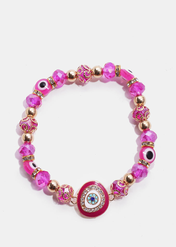 Dark Colored Evil Eye Bead Bracelet G. Pink JEWELRY - Shop Miss A