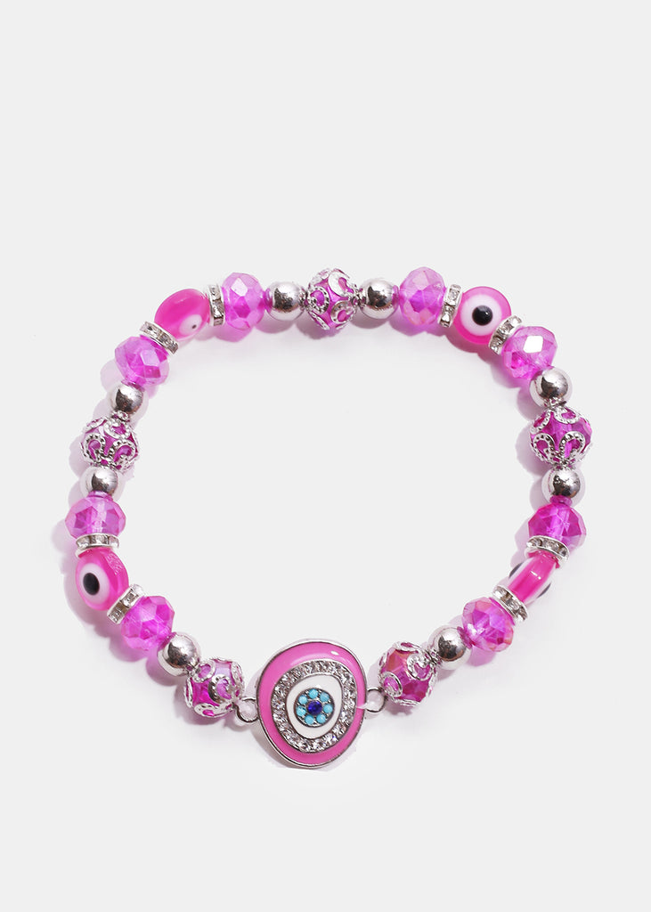 Dark Colored Evil Eye Bead Bracelet S. Pink JEWELRY - Shop Miss A