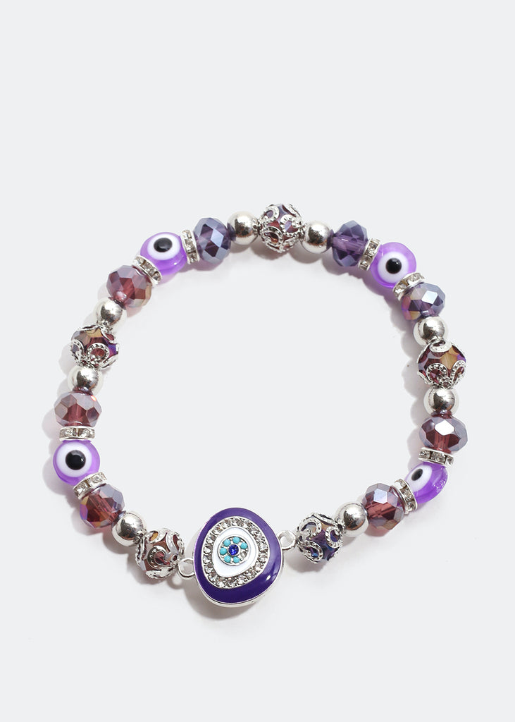 Dark Colored Evil Eye Bead Bracelet S. Purple JEWELRY - Shop Miss A