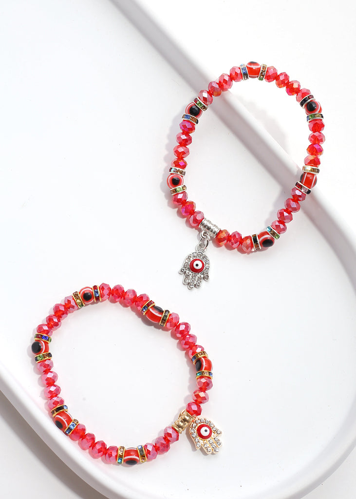 Red Hamsa Hand Bracelet with Multi Rhinestones  JEWELRY - Shop Miss A