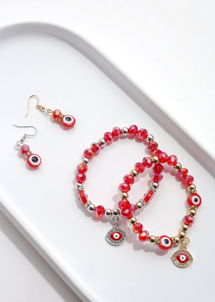 Red Evil Eye Bead & Earring Set  JEWELRY - Shop Miss A